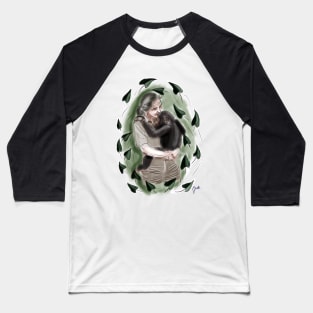 Tattoo Design Monkey Lover Jane Goodall With Chimpanzee Baseball T-Shirt